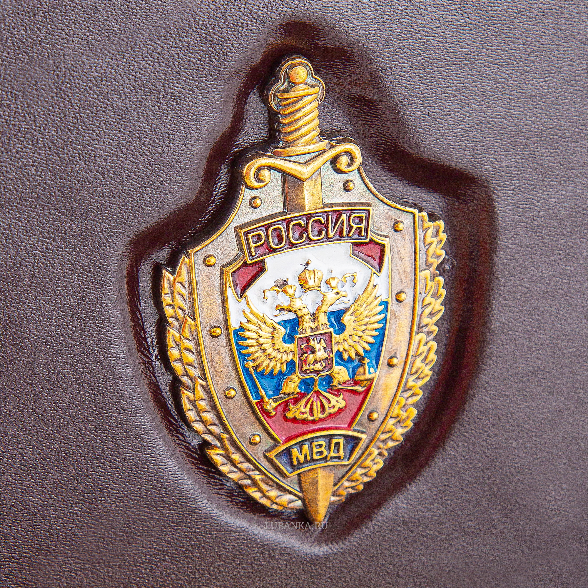 Обложка для автодокументов и удостоверения МВД с жетоном бордовая